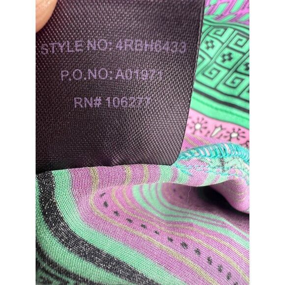 Hale Bob Women's Medium Silk Blend Colorful Boho Abstract Print Long Sleeve - Picture 12 of 15